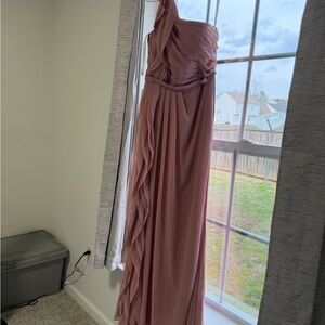 Azazie Blush One-Shoulder Gown